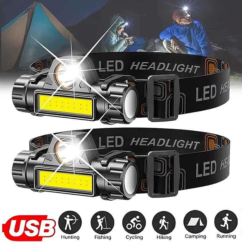 Fishing Headlamp - Akumulatorowa latarka czołowa LED COB USB
