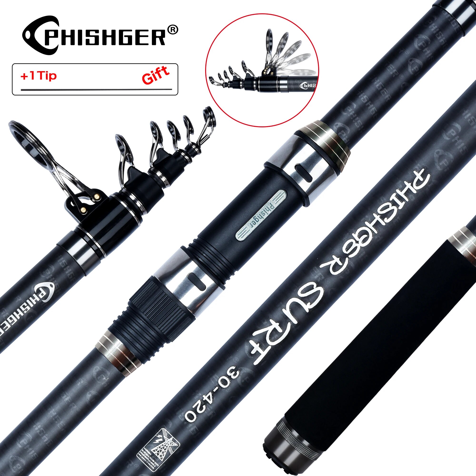 Surf Fishing Equipment - PHISHGER teleskopowa wędka spinningowa do surfingu
